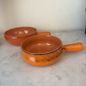 2 De Silva Pottery Terracotta Pottery Glazed Casserole Soup Bowls Made in Italy‎